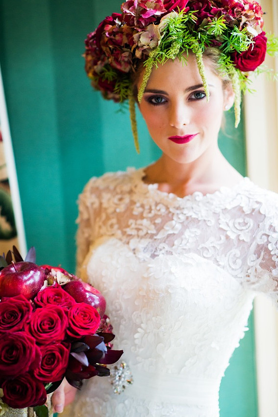 Bridal portrait photography at Bodysgallen Hall, Llandudno by Celynnen Photography. Dress by Diane Harbridge, flowers by Scent with Love.