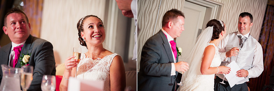 Images from the speeches at a wedding at Grosvenor Pulford