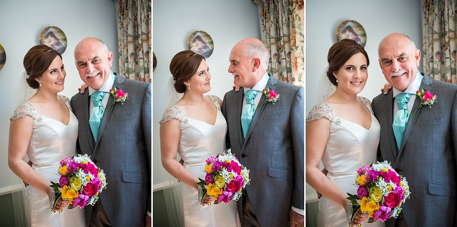 Father of the bride and daughter before her wedding in Beaumaris