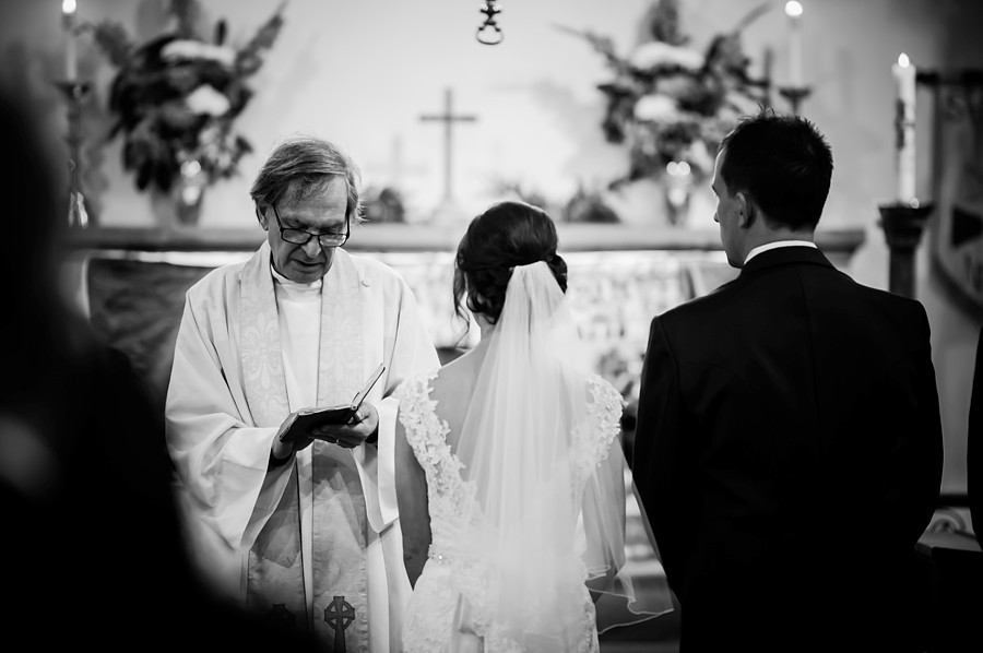 Bride and Groom in the Marriage Ceremony by North Wales Wedding Photographer Celynnen Photography
