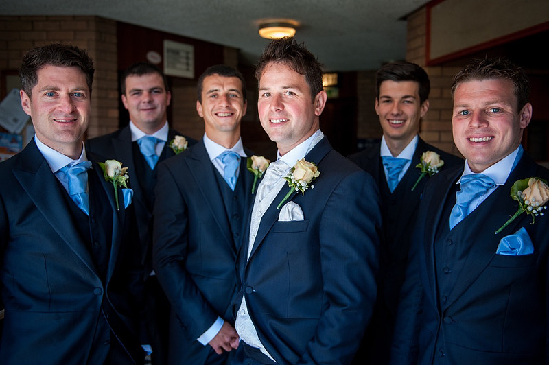 Portrait of the groom and his ushers at a wedding at Tre-Ysgawen.