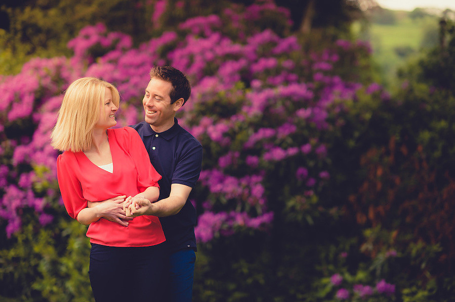 Colourful couple photo from a pre-Wedding portrait session by North Wales portrait and wedding photographer Celynnen Photography at the beautiful Crogen Estate (Ioan Said / Celynnen Photography)