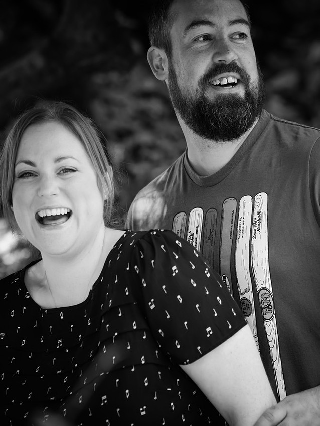 Black & White photograph of Claire & Paul on their pre wedding shoot in Sefton Park, Liverpool.