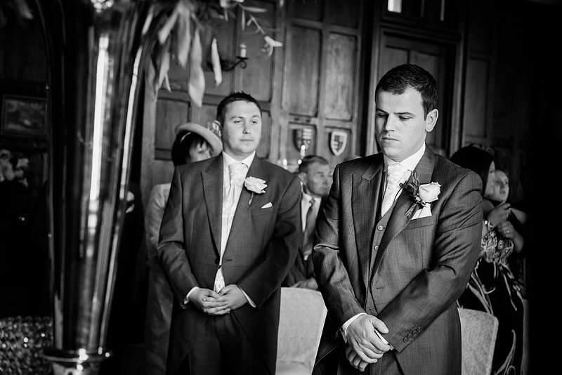 Groom, focused before his wedding at Chateaux Rhianfa, Anglesey. Wedding Photographer, Celynnen Photography