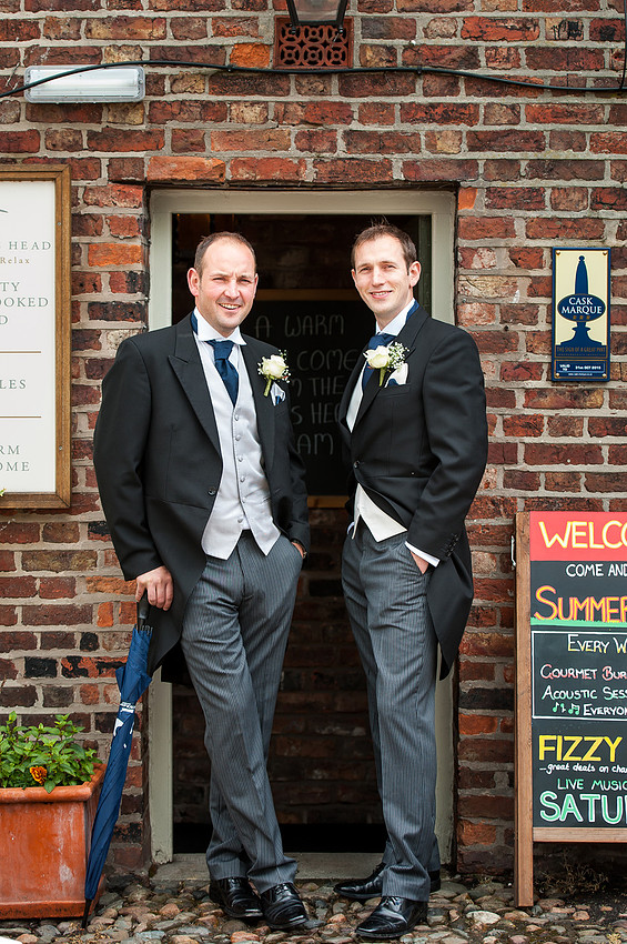Portrait of the groom and an usher at a wedding in Davenham