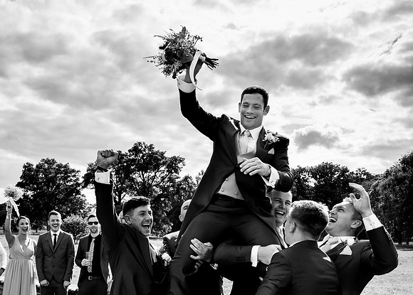 Groom and Friends Ready to Take his Fiance