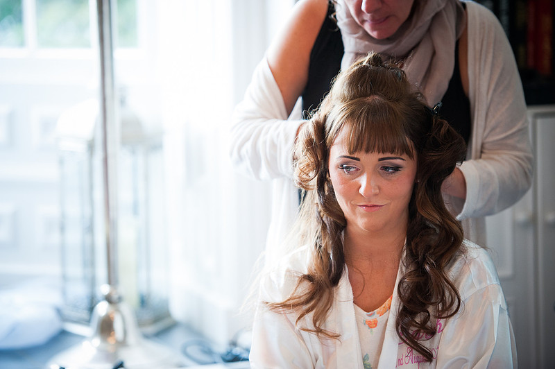 The bride getting ready before her wedding in Chateaux Rhianfa, Anglesey. Wedding Photographer, Celynnen Photography