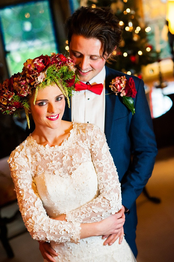Bridal portrait photography at Bodysgallen Hall, Llandudno by Celynnen Photography. Dress by Diane Harbridge, flowers by Scent with Love.