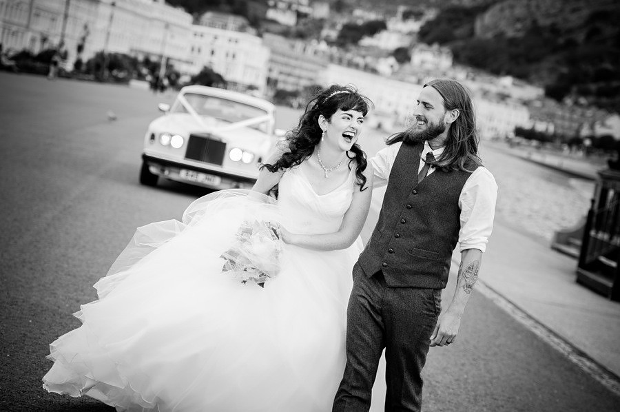Bride and groom during their wedding in llandudno. North Wales wedding photographer, Celynnen Photography