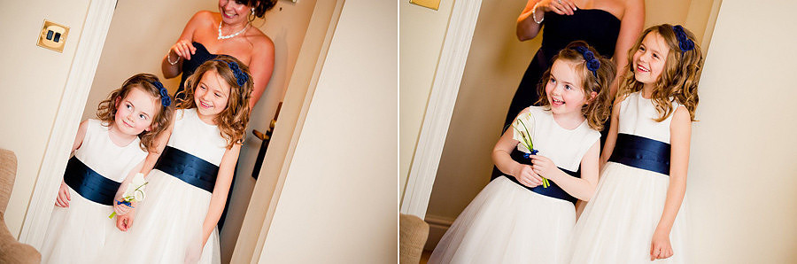 flower girls see the bride at the St-Georges Hotel, Llandudno by Celynnen Photography