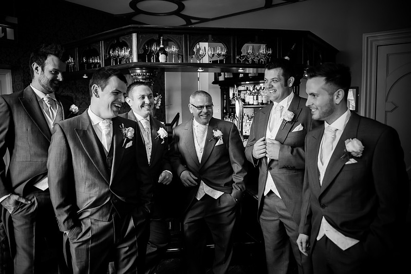 The groom and his ushers at his wedding at Chateaux Rhianfa, Anglesey. Wedding Photographer, Celynnen Photography