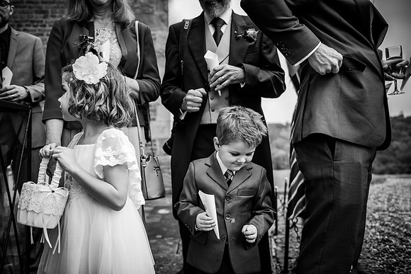 Getting ready to throw the confetti at Roisin and Tim's autumn wedding, at Brynkinalt Hall in Wrexham, North Wales.