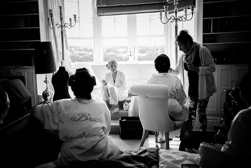 Bridesmaids getting ready at a wedding in Chateaux Rhianfa, Anglesey. Wedding Photographer, Celynnen Photography