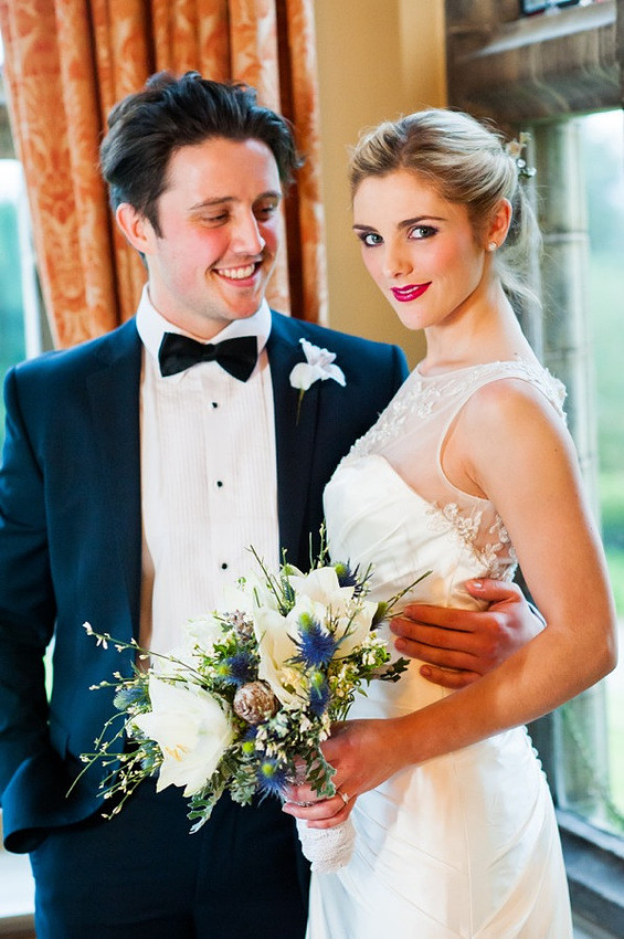 Bridal portrait photography at Bodysgallen Hall, Llandudno by Celynnen Photography. Dress by Diane Harbridge, flowers by Scent with Love.