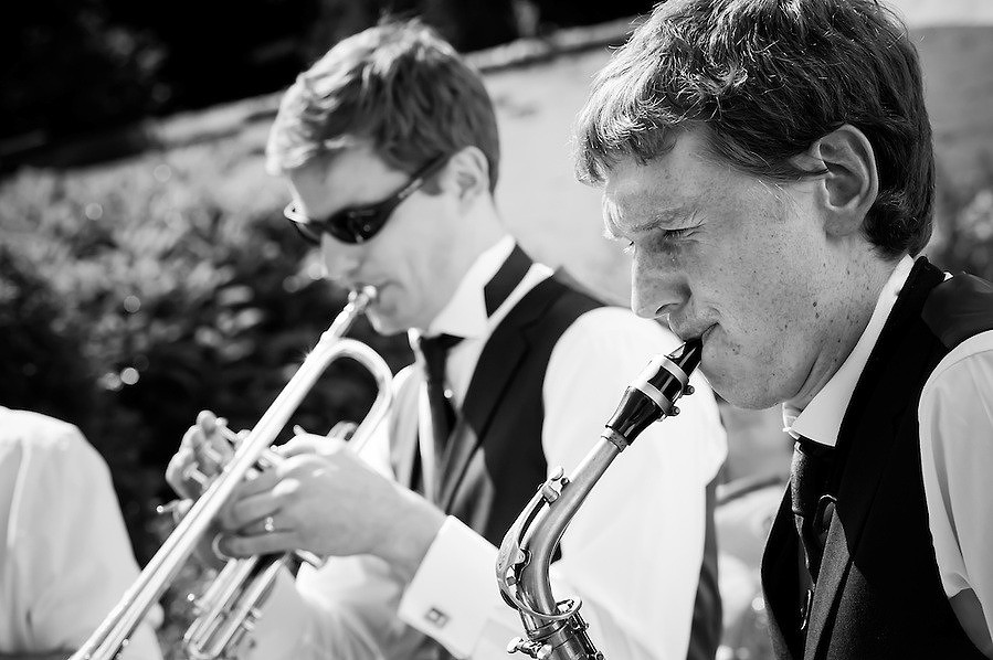 Musicians at a wedding at Plas hafod, in North Wales.