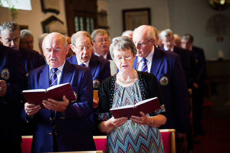 Guests singing at a wedding in Chester.