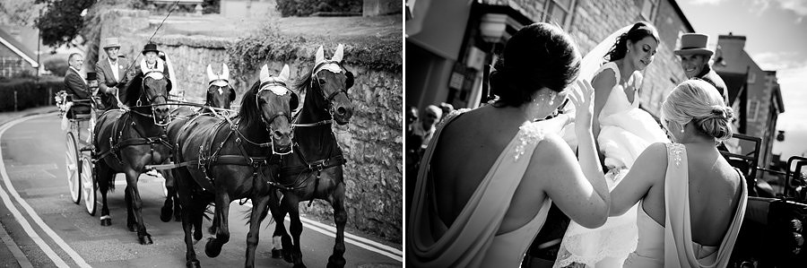 Wedding photographer Ruthin Celynnen Photography, Horse and carriage taking the bride to her wedding