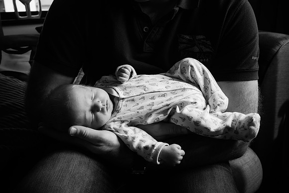 Black and white newborn portrait in North Wales
