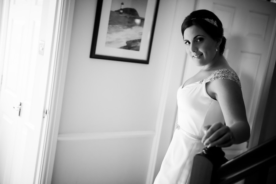 Amy in her beautiful Maggie Sottero dress before her wedding in Beaumaris