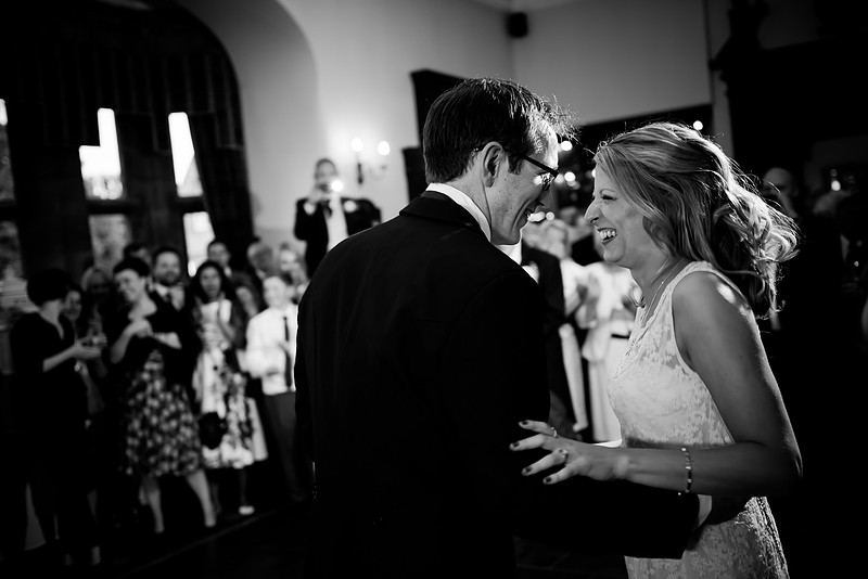 Photograph of the bride and the groom dancing at a wedding in Davenham.