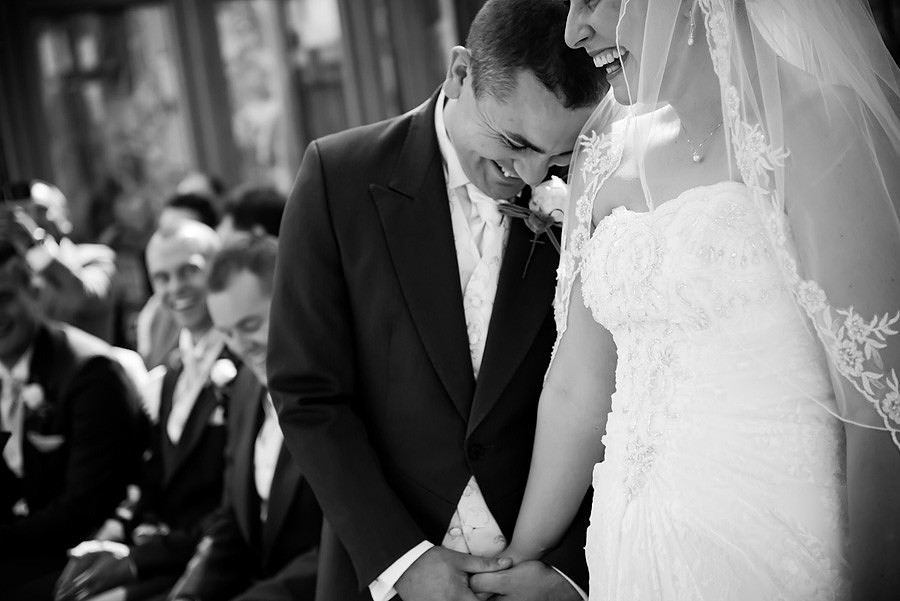 The bride and groom at Seiont Manor, Caernarfon. Wedding photographer: Celynnen Photography