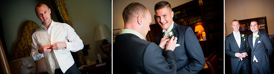 The groom and his best man at Seiont Manor, Caernarfon. Wedding photographer: Celynnen Photography