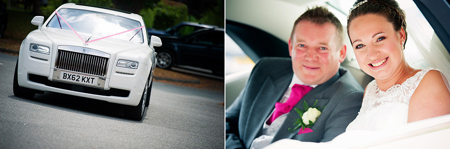 images of the bride arriving for her wedding at Grosvenor Pulford