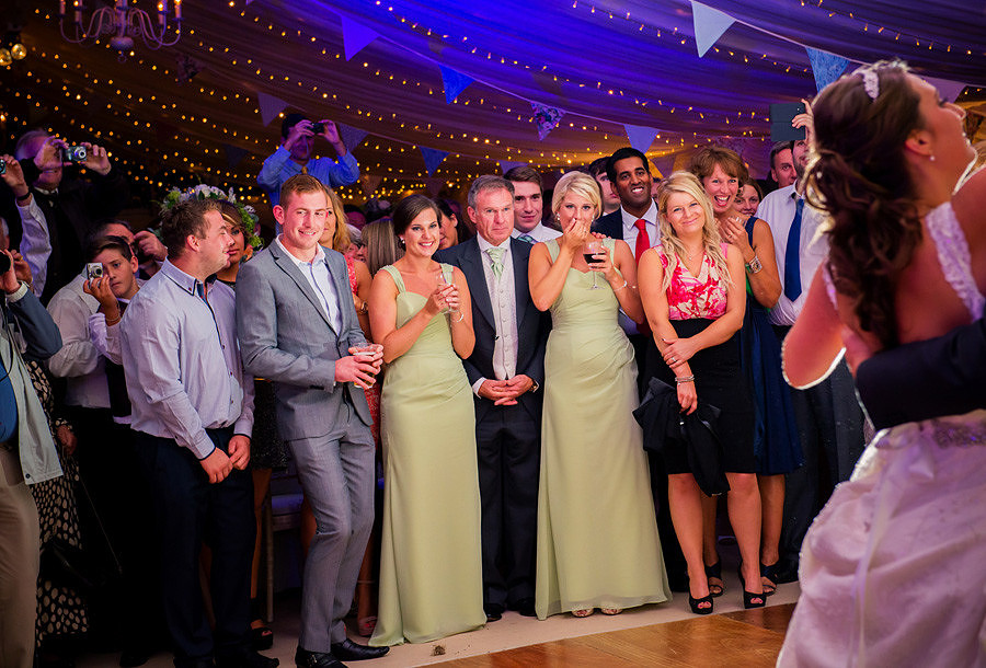 Wedding photographer Ruthin Celynnen Photography the bridesmaids look on at the first dance
