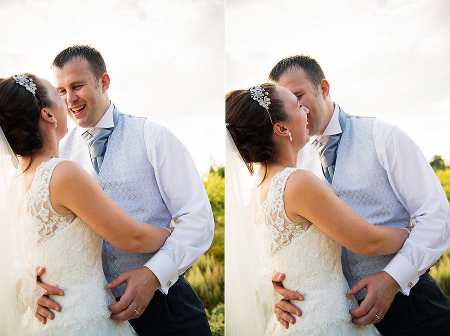 A couple enjoying themselves while having pictures taken outside The Grosvenor Pulford
