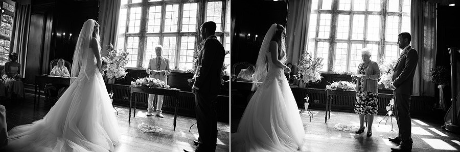 The beautiful wedding dress at a wedding in Portmeirion