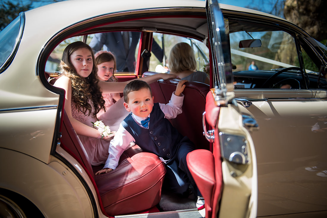 Bridal party arriving at wedding in Buckinghamshire.