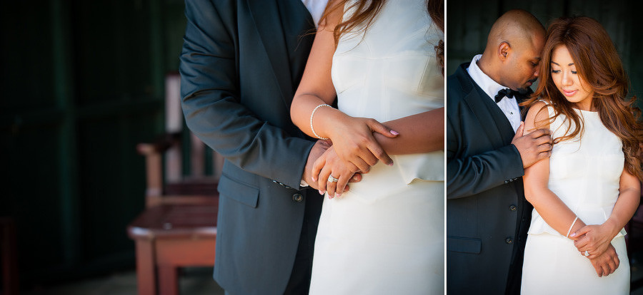 bride and groom cuddling at the lion quays oswestry, shropshire after their wedding ceremony
