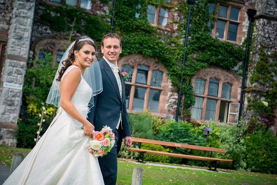 Bride and groom portrait from a wedding at Ruthin School by Celynnen Photography