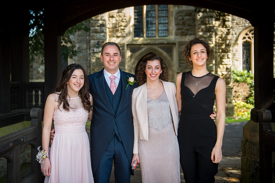 Image of the groom and family at a wedding in Buckinghamshire.
