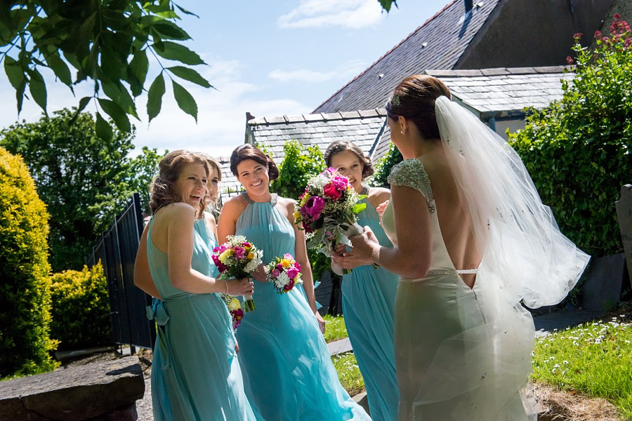 Arriving at the church for her wedding in Beaumaris